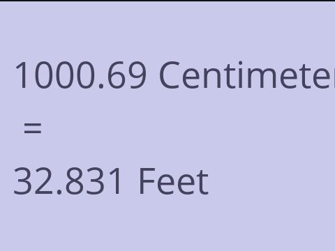 1000.69 CM TO FEET