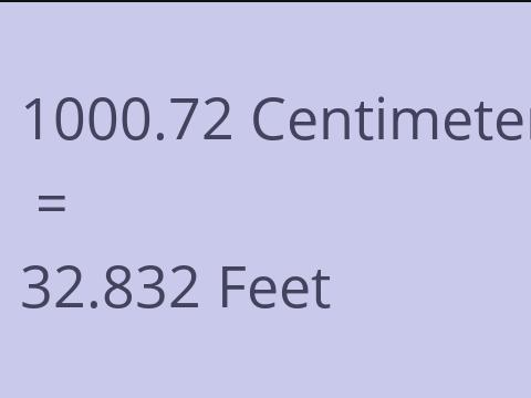 1000.72 CM TO FEET