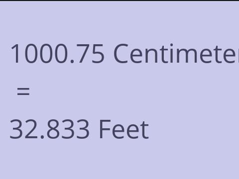 1000.75 CM TO FEET