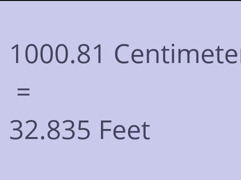 1000.81 CM TO FEET