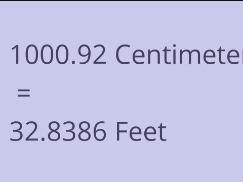 1000.92 CM TO FEET