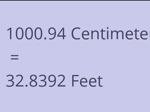 1000.94 CM TO FEET