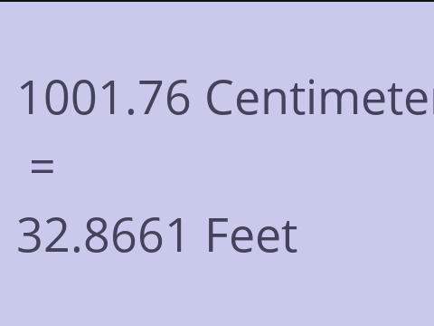 1001.76 CM TO FEET