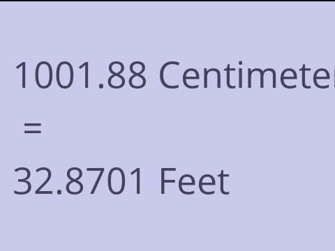 1001.88 CM TO FEET