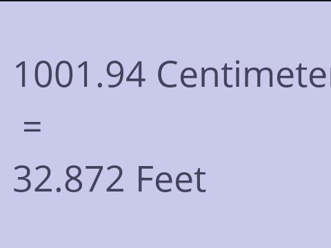 1001.94 CM TO FEET