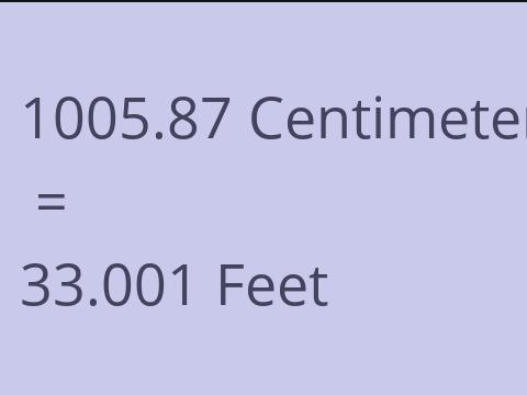 1005.87 CM TO FEET