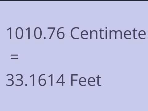 1010.76 CM TO FEET