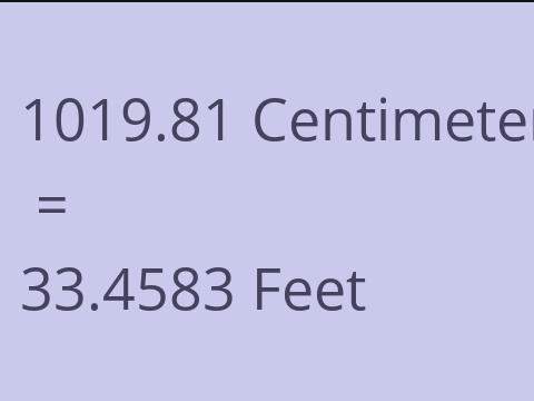 1019.81 CM TO FEET