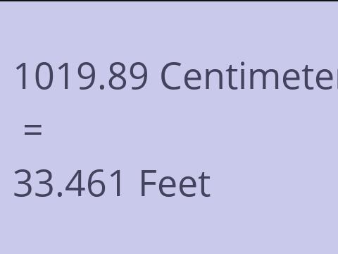 1019.89 CM TO FEET