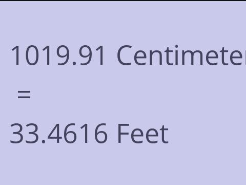 1019.91 CM TO FEET