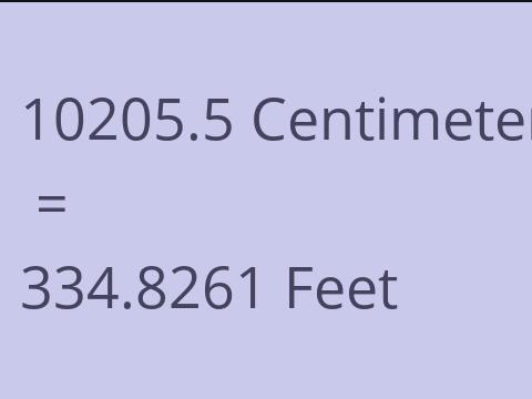10205.5 CM TO FEET