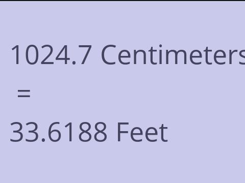 1024.7 CM TO FEET