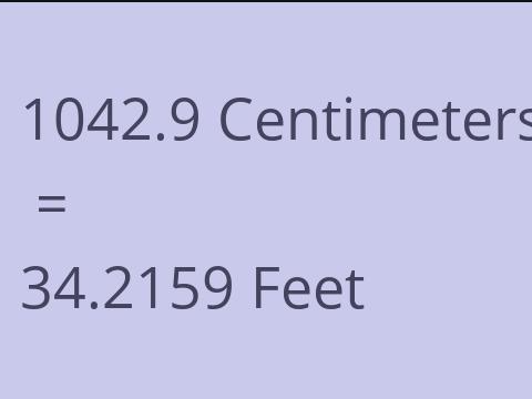 1042.9 CM TO FEET