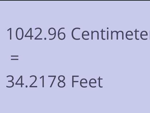 1042.96 CM TO FEET