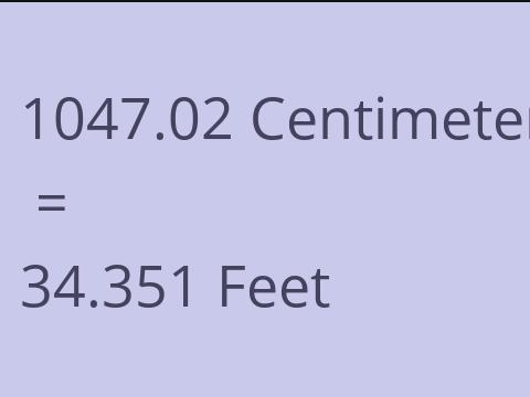 1047.02 CM TO FEET