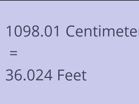 1098.01 CM TO FEET