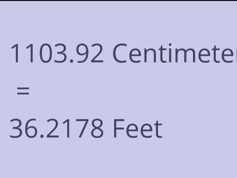 1103.92 CM TO FEET