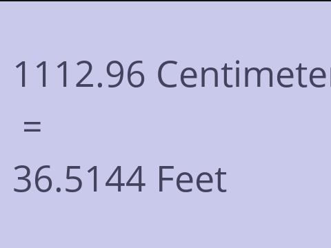 1112.96 CM TO FEET