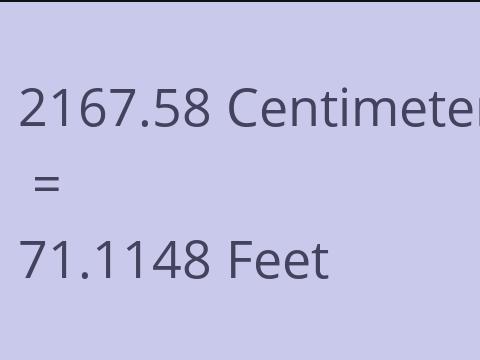 2167.58 CM TO FEET