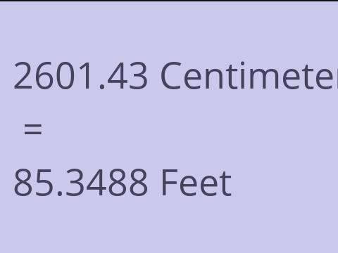 2601.43 CM TO FEET