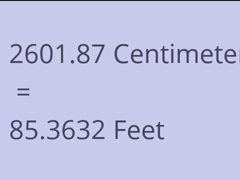 2601.87 CM TO FEET