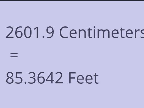 2601.9 CM TO FEET