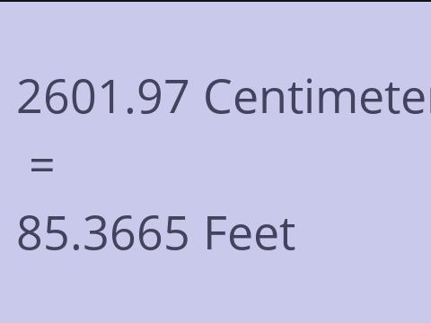 2601.97 CM TO FEET
