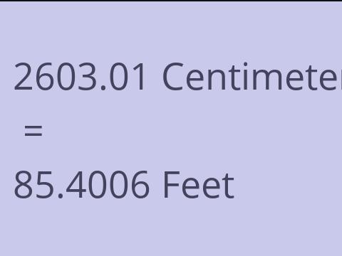 2603.01 CM TO FEET