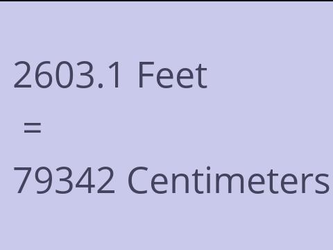 2603.1 FEET TO CM