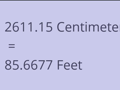 2611.15 CM TO FEET