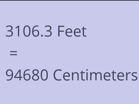 3106.3 FEET TO CM