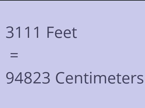 3111 FEET TO CM