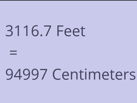 3116.7 FEET TO CM