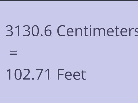 3130.6 CM TO FEET