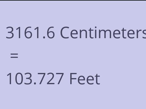 3161.6 CM TO FEET
