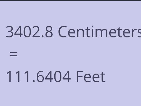 3402.8 CM TO FEET