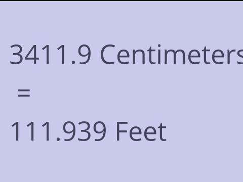 3411.9 CM TO FEET