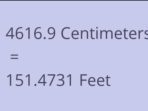 4616.9 CM TO FEET
