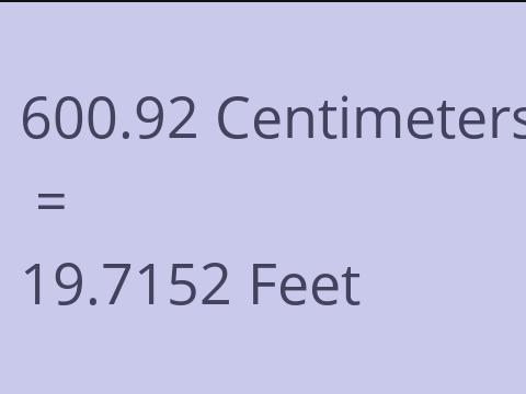 600.92 CM TO FEET