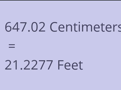 647.02 CM TO FEET