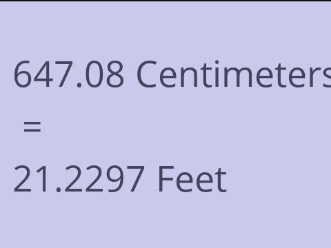 647.08 CM TO FEET