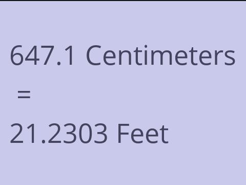 647.1 CM TO FEET