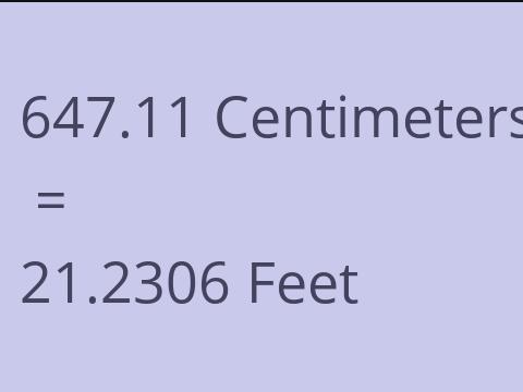 647.11 CM TO FEET