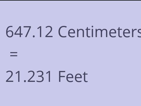 647.12 CM TO FEET