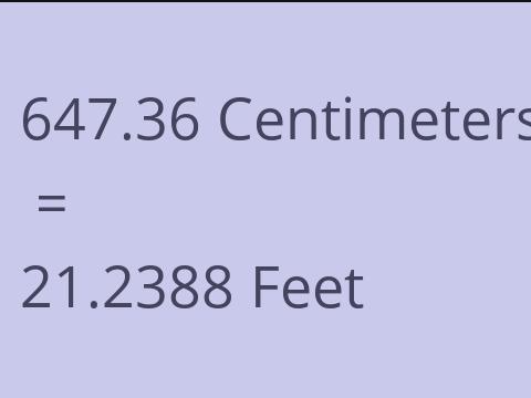 647.36 CM TO FEET