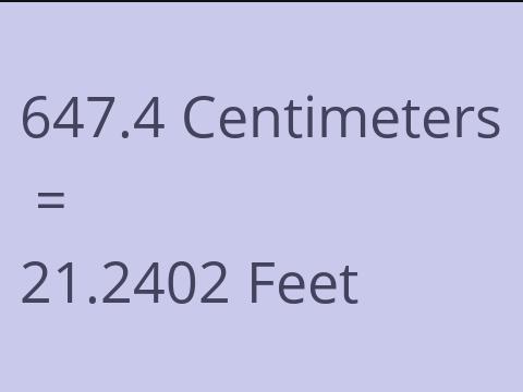 647.4 CM TO FEET