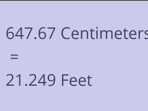 647.67 CM TO FEET