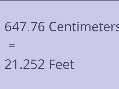 647.76 CM TO FEET