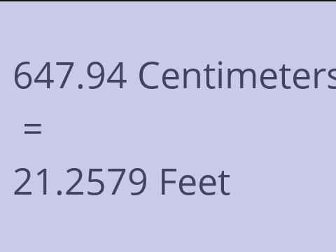 647.94 CM TO FEET