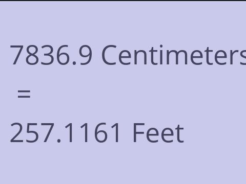 7836.9 CM TO FEET